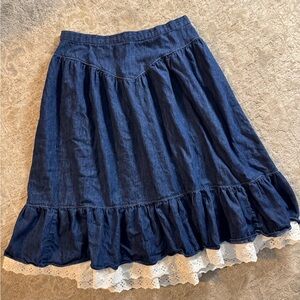 Cotton Eyelet Trim Skirt